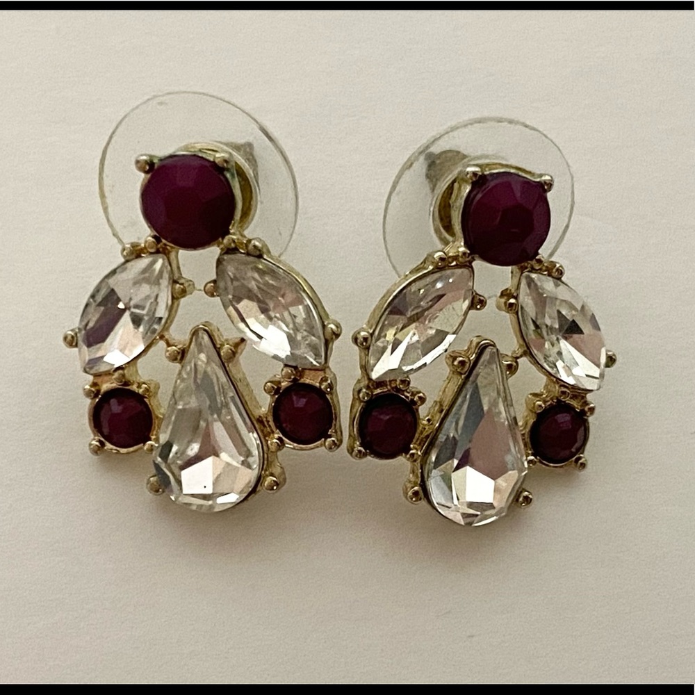 Rhinestone and purple faux stone earrings